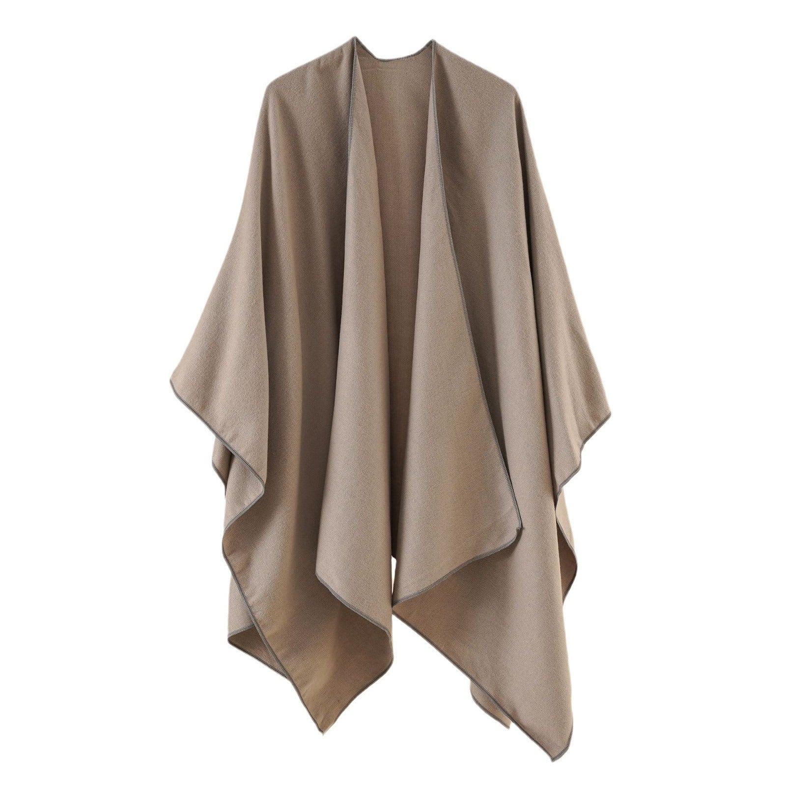 Women's Elegant Wrap Poncho in Soft Wool Blend, Size