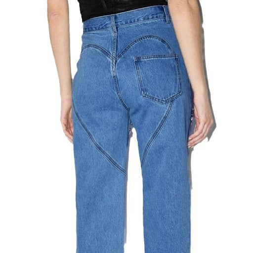 Women's jeans with cut-outs and sparkling details, size GR