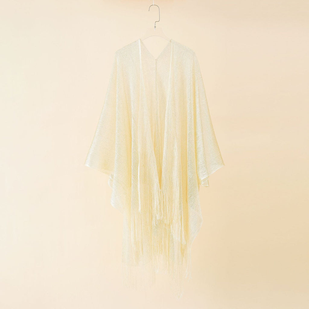 Women's fringed kimono in a transparent, airy fabric, size GR
