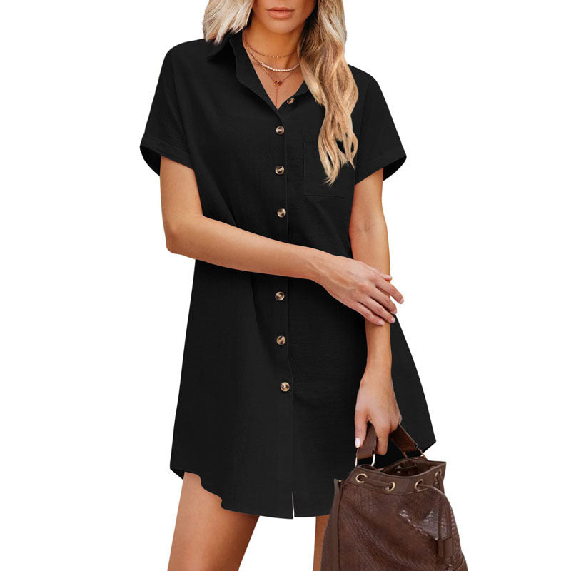 Damen Hemdblusenkleid aus strapazierfähigem Leinenmix mit Knopfdetail und Brusttasche GR
