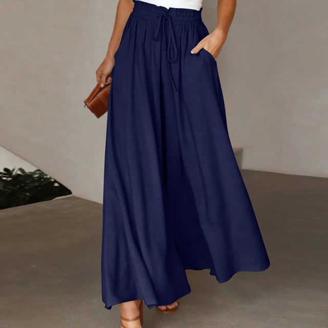 GR | Leichte Damen Leinenhose Mit Weitem Bein Für Frühling Und Sommer