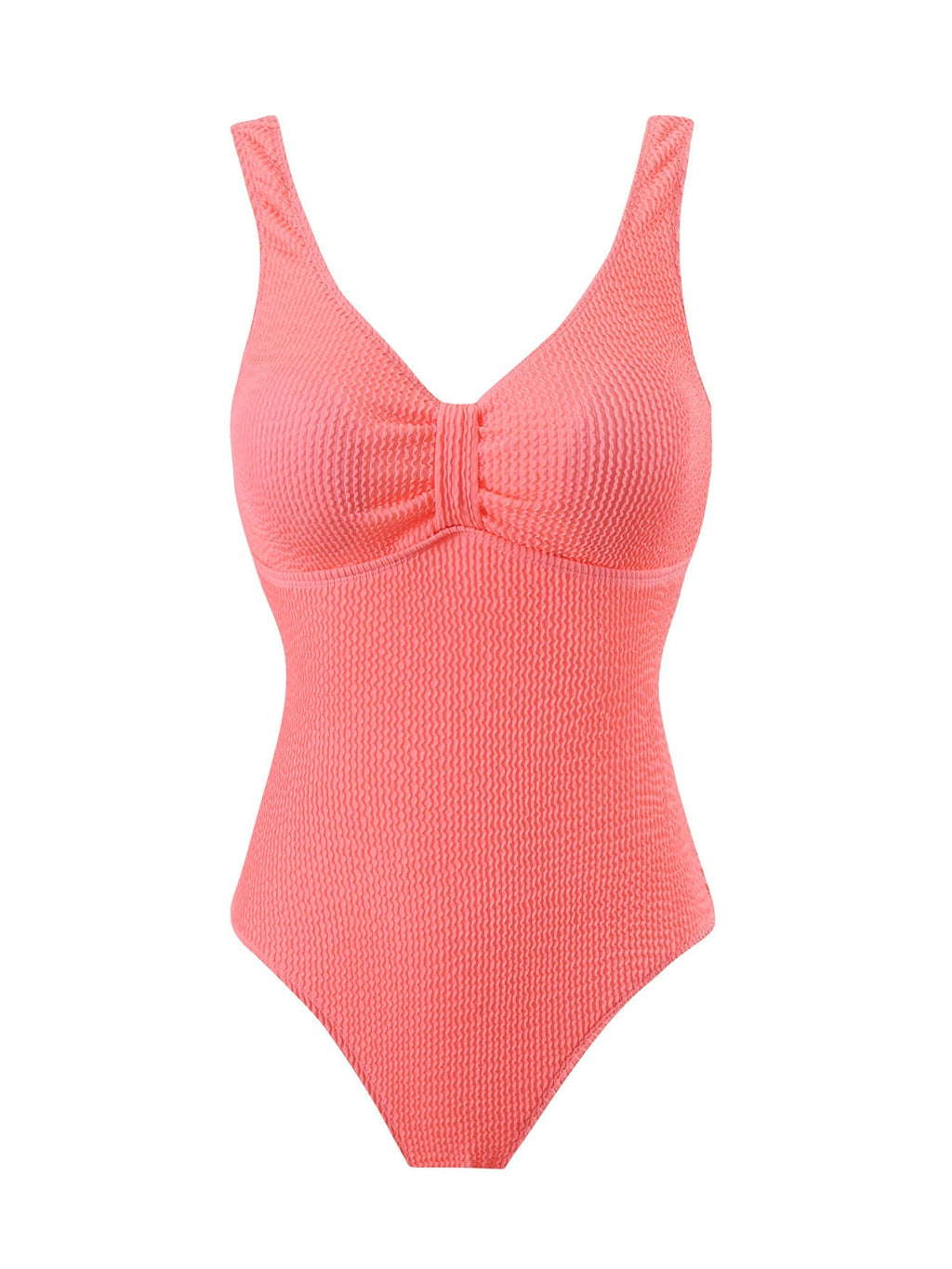 Women's one-piece swimsuit with textured outer material and sporty cut, size S
