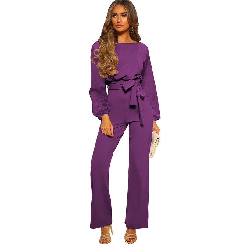 Women's elegant jumpsuit with elegant sleeves and a tailored cut, size S