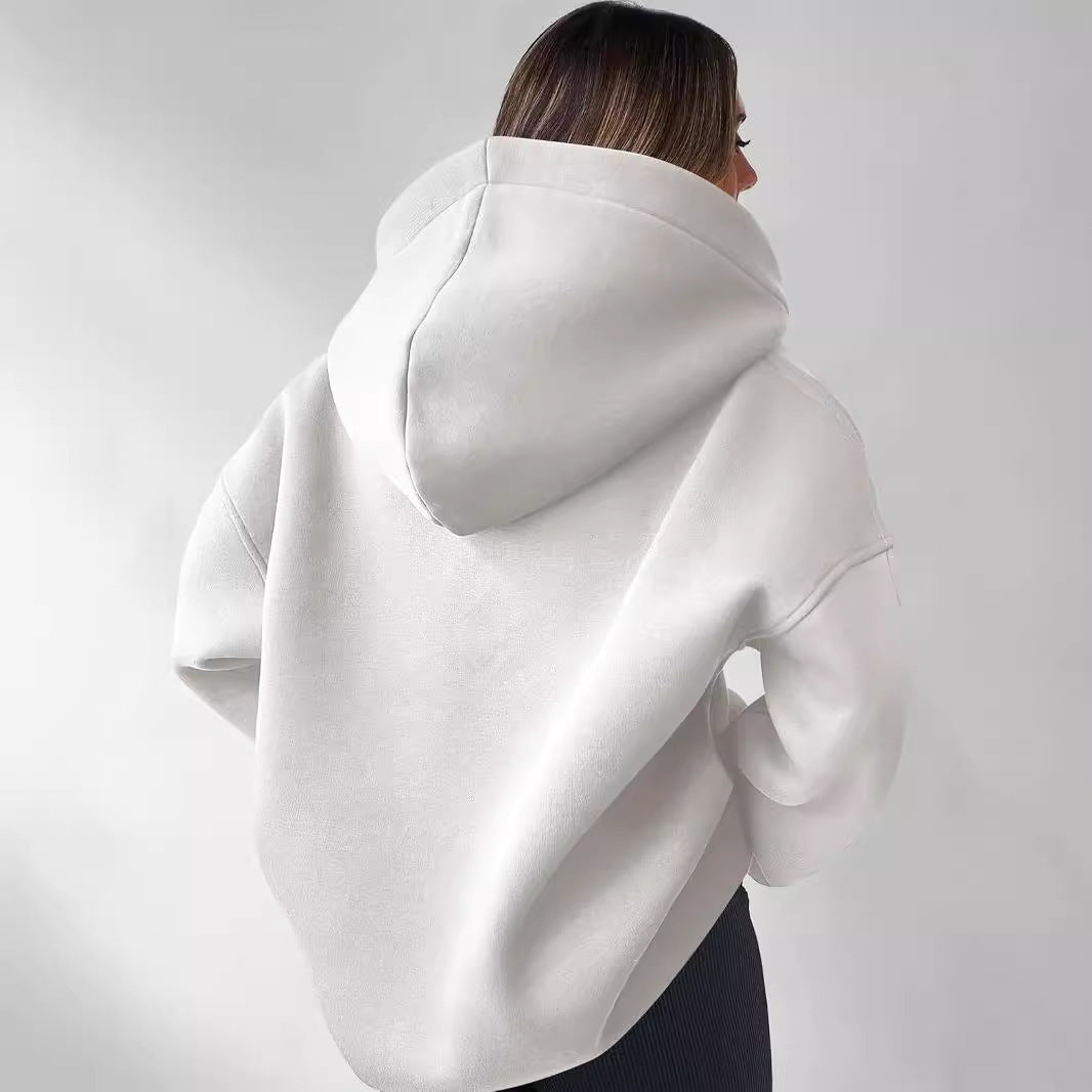 Women's oversized hoodie with a modern collar and relaxed fit, size [size missing]