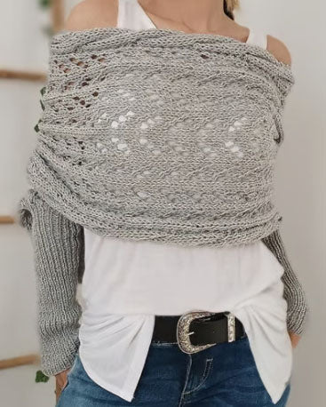 GR Hohl Langarm Gestrickter Schal Pullover