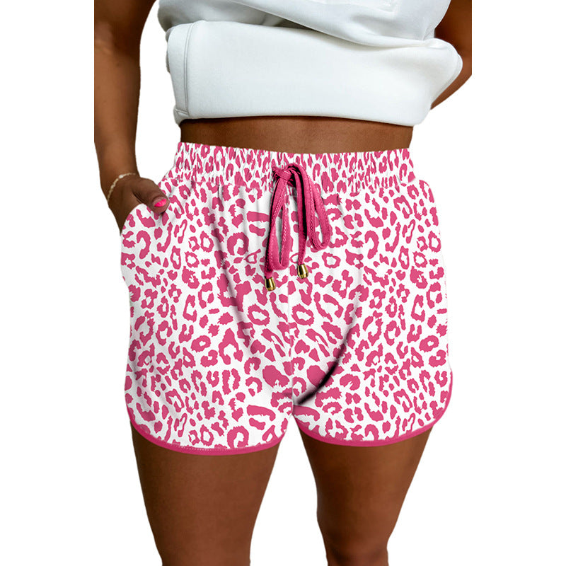 Damen Freizeit-Shorts mit modischem Leopardenmuster und elastischem Bund GR