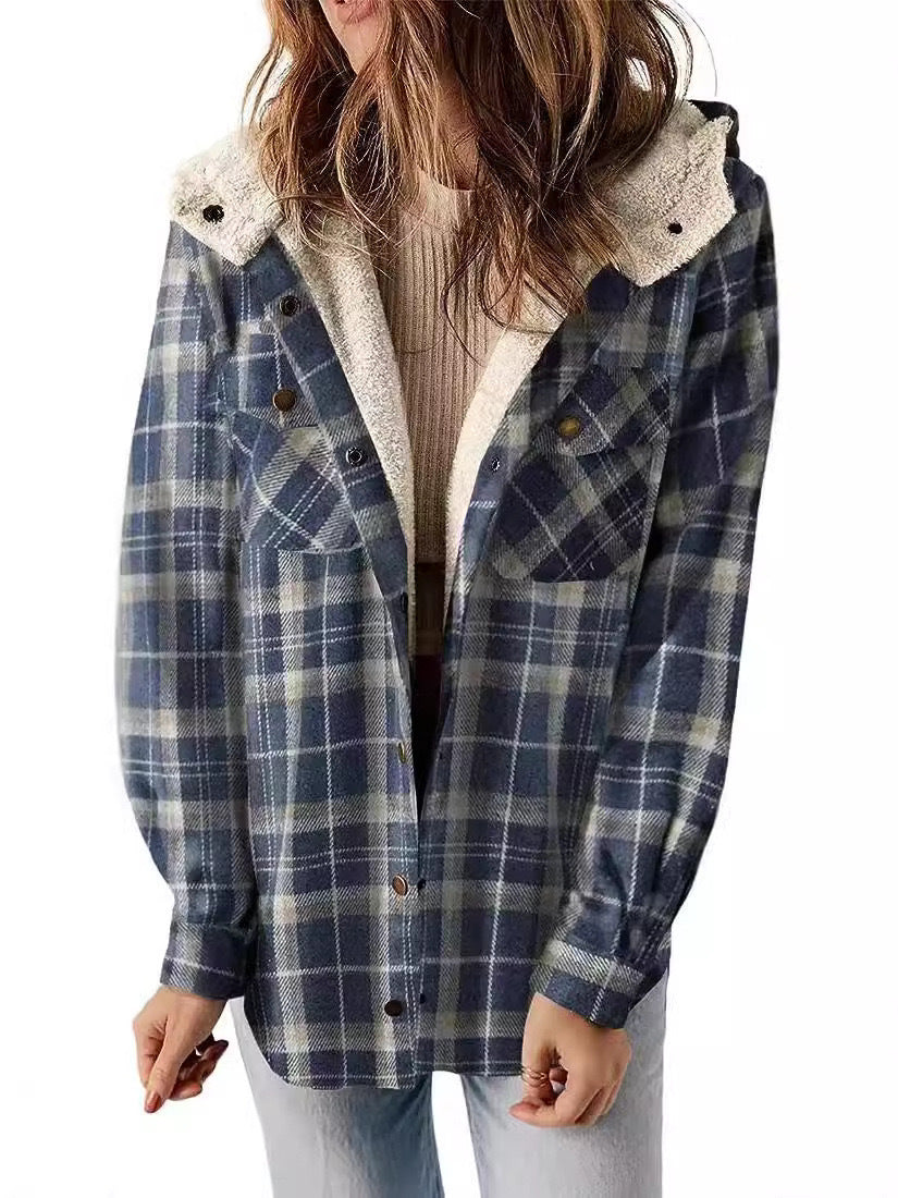 Women's flannel jacket with fleece lining, size