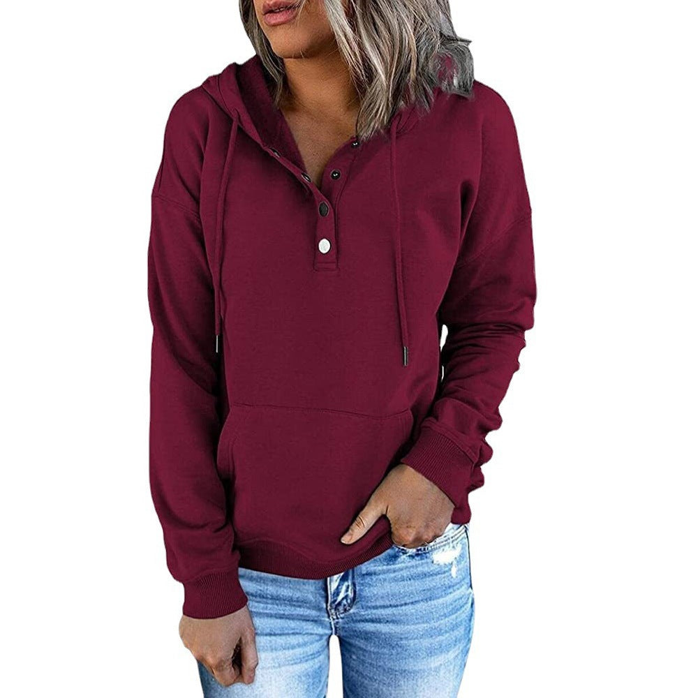 Women's hoodie with functional button details and a relaxed fit, size S