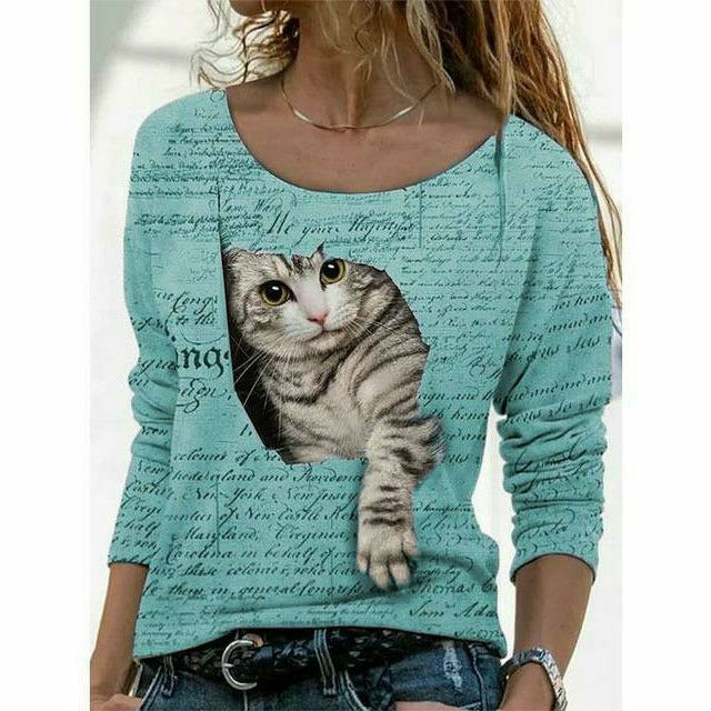GR | Modernes T-Shirt mit Katzenprint