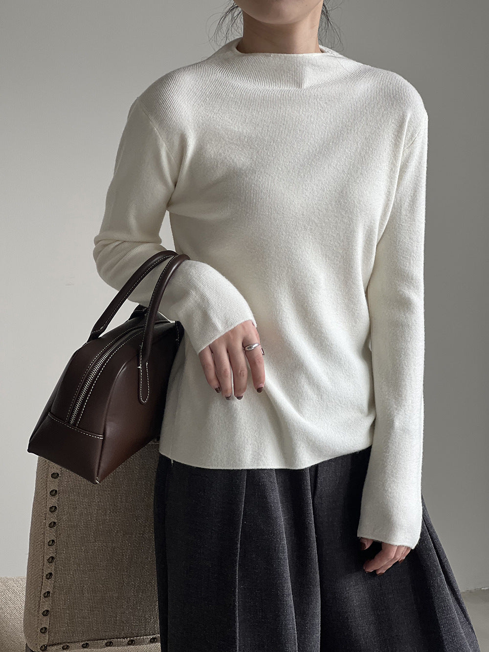 GR Halbturtleneck gebürsteter Soft-Touch-Pullover