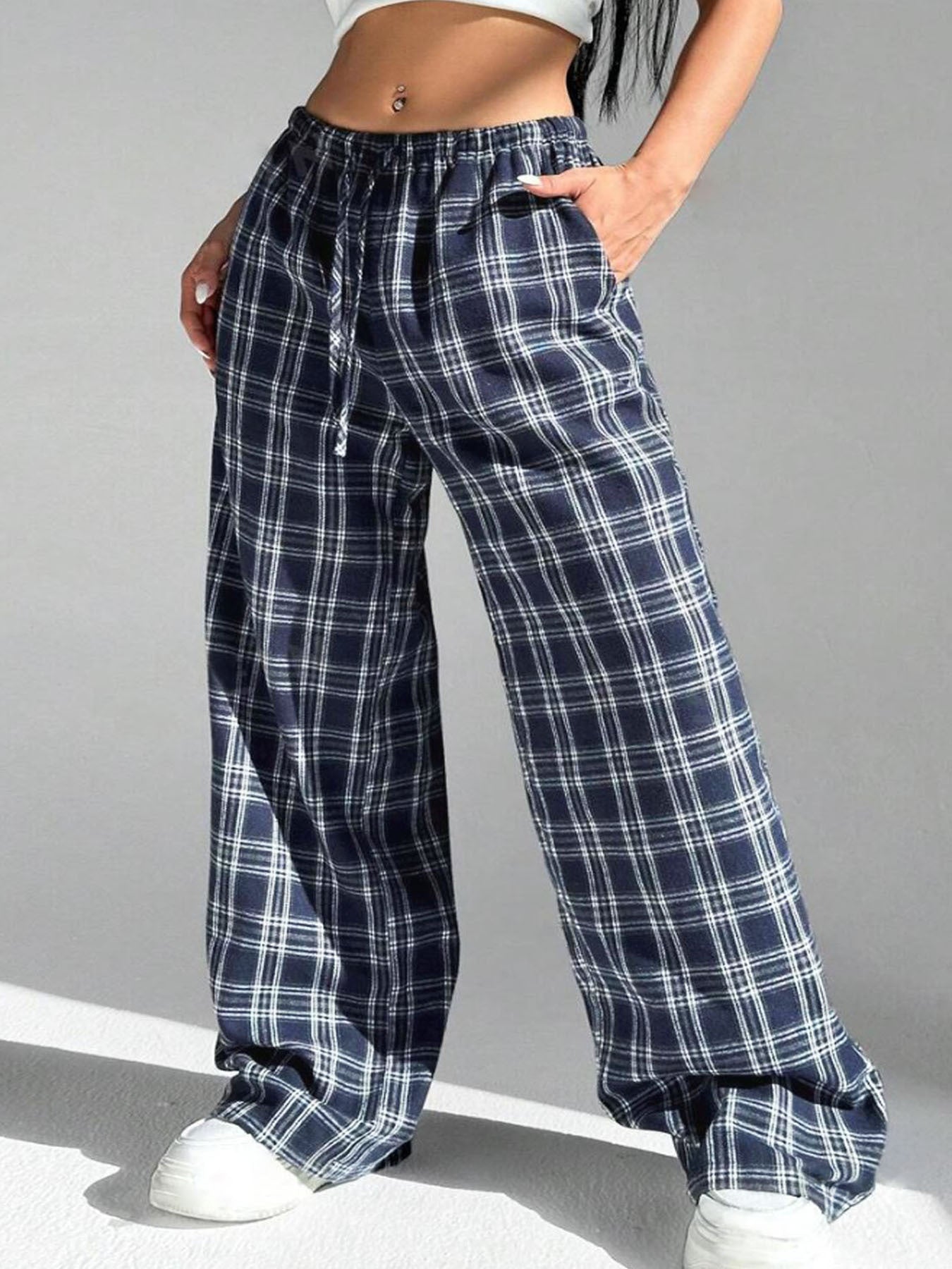 Damen Karierte Freizeithose GR