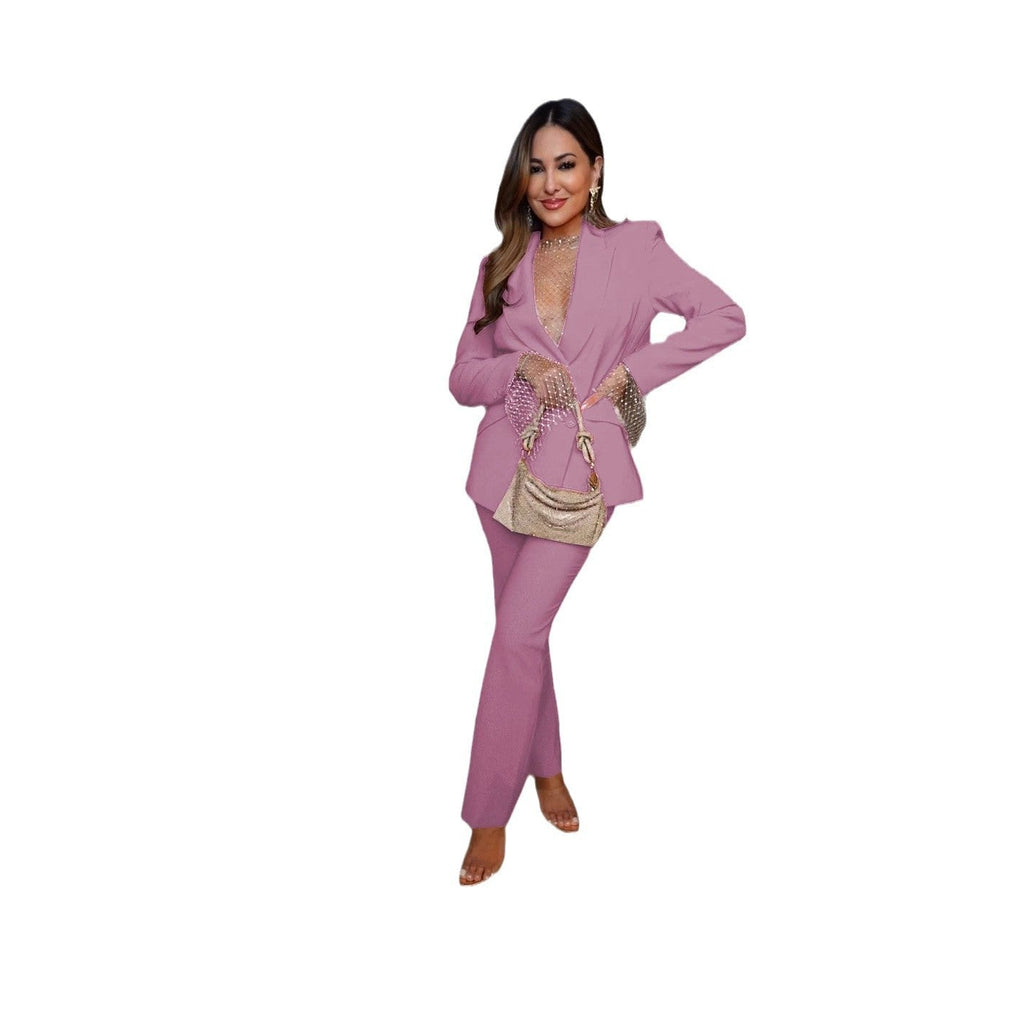 Women's elegant blazer and trouser suit with a chic cut, size