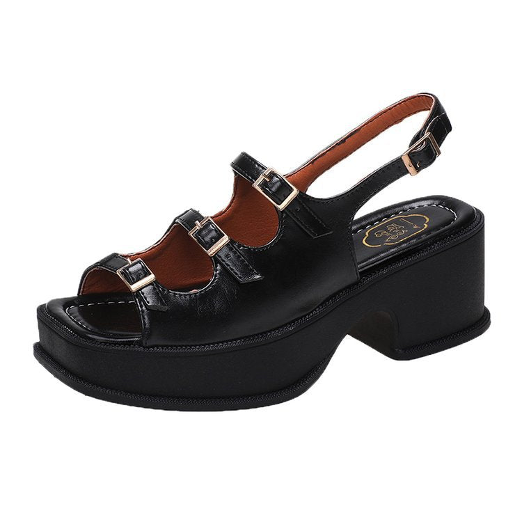 Women's platform sandals with adjustable straps and fashionable block heel, size GR