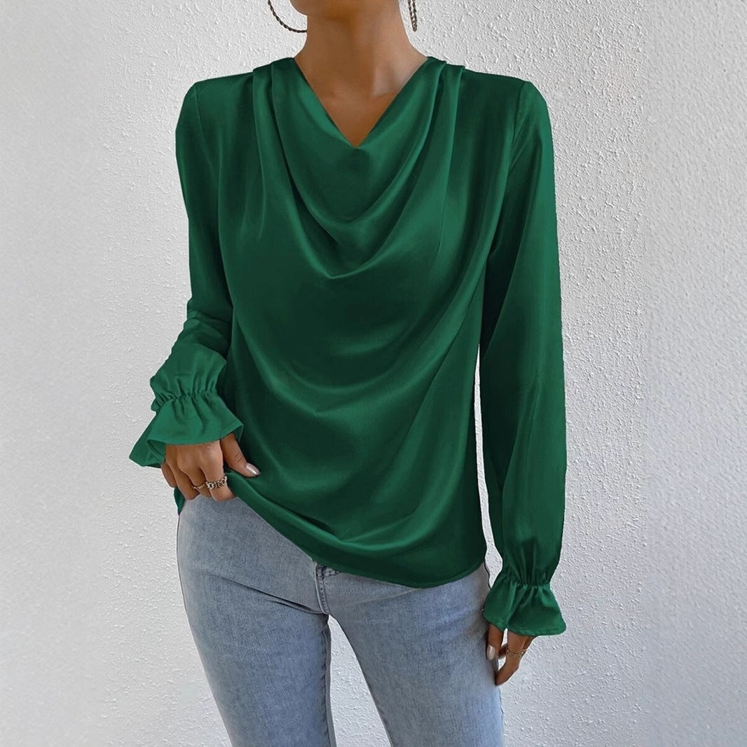GR | Satin Langarmbluse Top