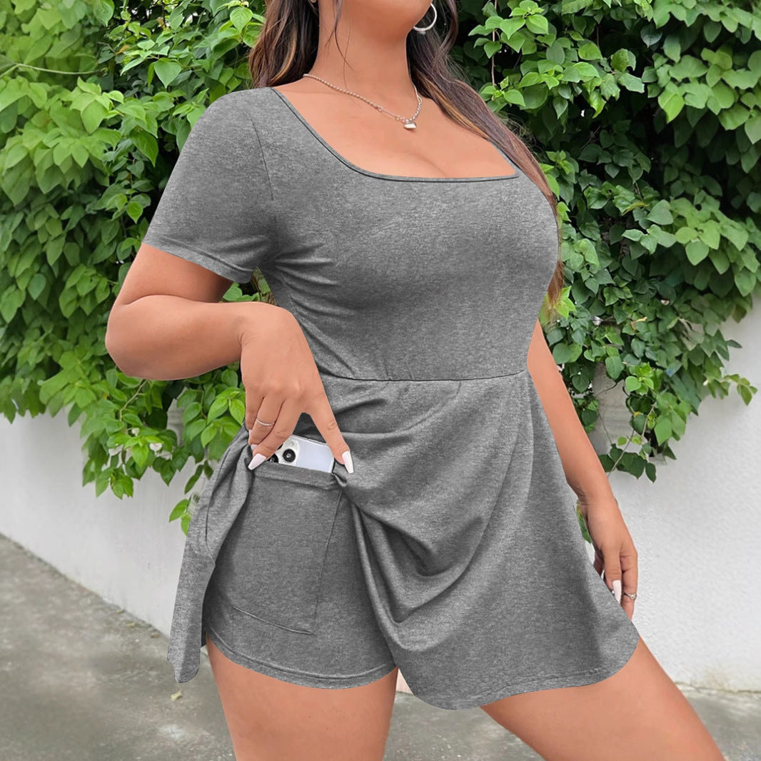 Damen A-linien Kleid mit Rundhalsausschnitt GR