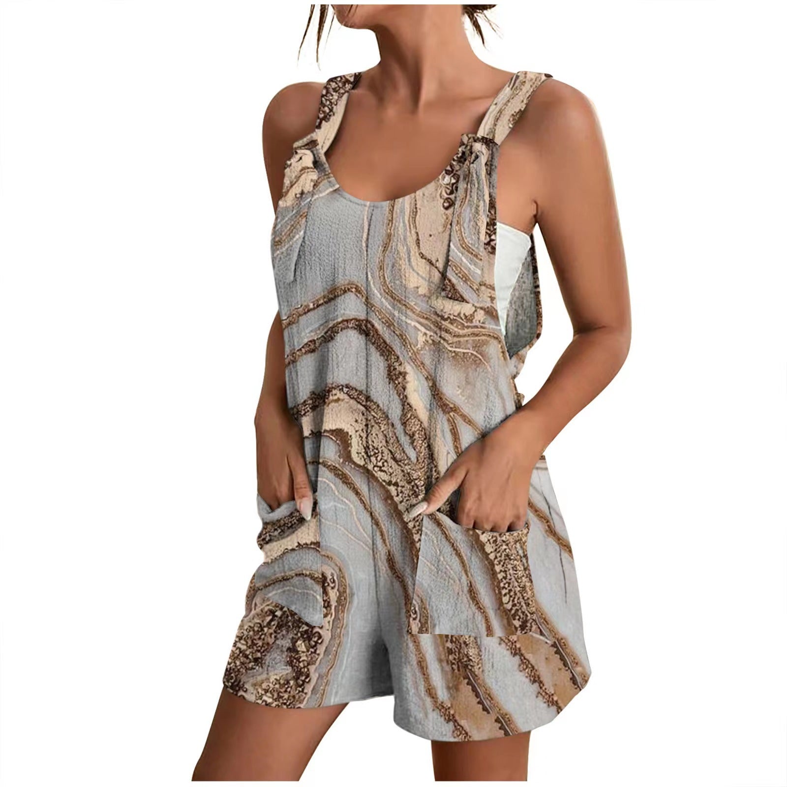 Women's airy jumpsuit with floral patterns and practical pockets, size S