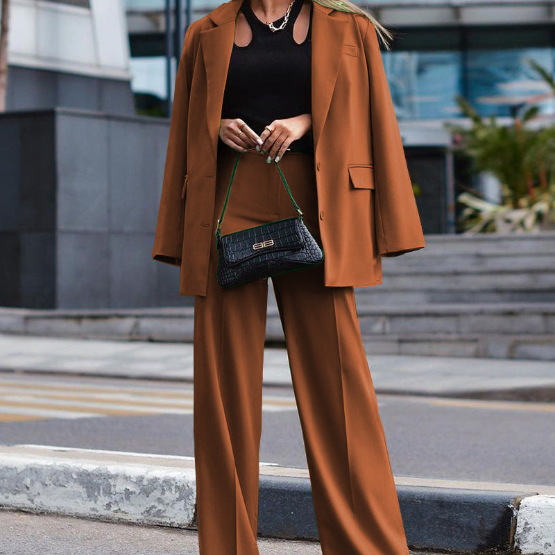 Women's Oversized Blazer and Wide-Leg Trousers Combination, Size