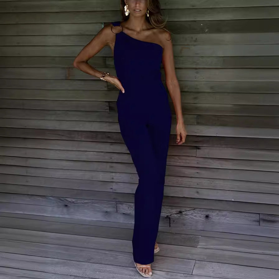 Women's stylish jumpsuit with an asymmetrical cut and elegant details, size [size missing]