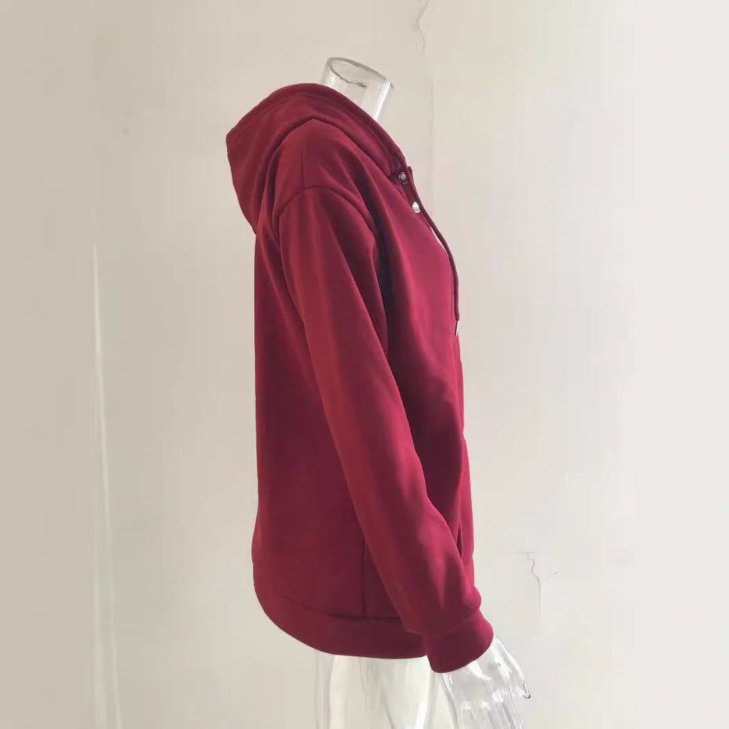 Damen Kapuzenpullover mit Knopfleiste und lässigem Schnitt GR