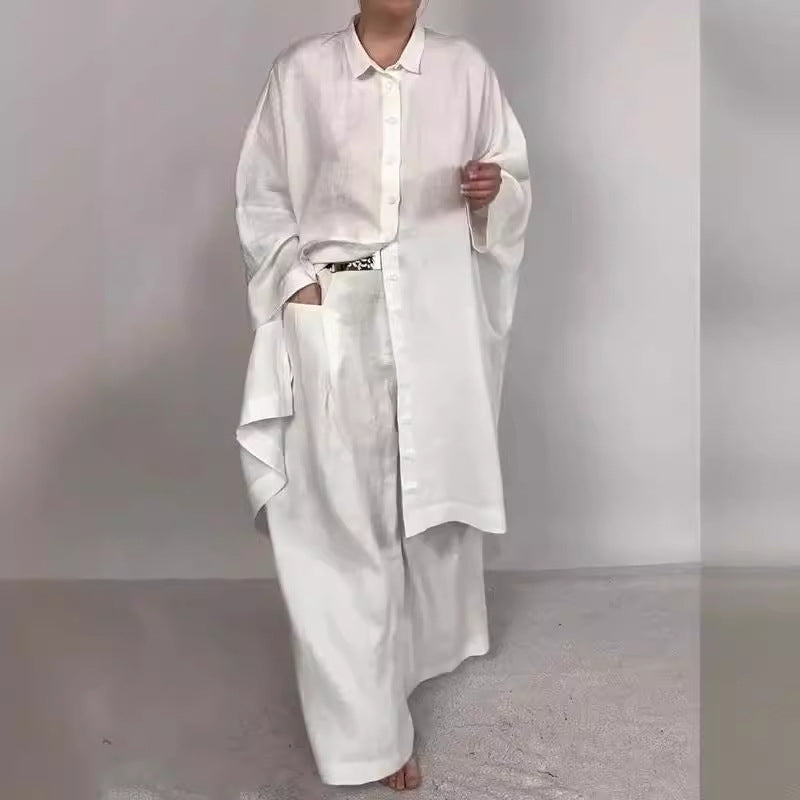GR | Solid Color Wide Leg Two-Piece Set 