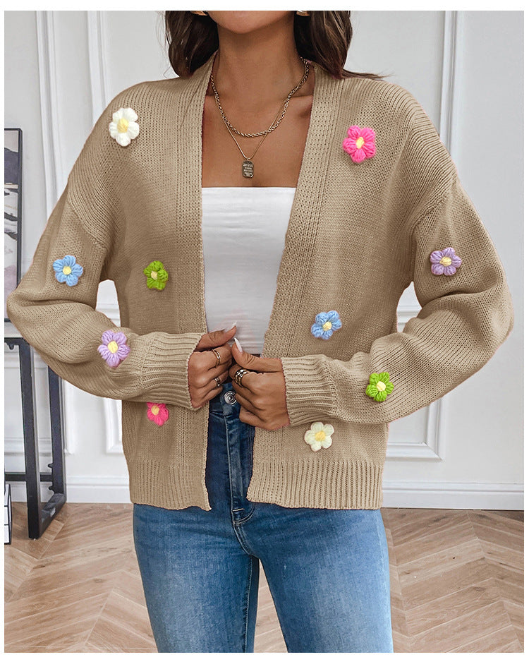 GR | Hand-crocheted floral knitted cardigan 