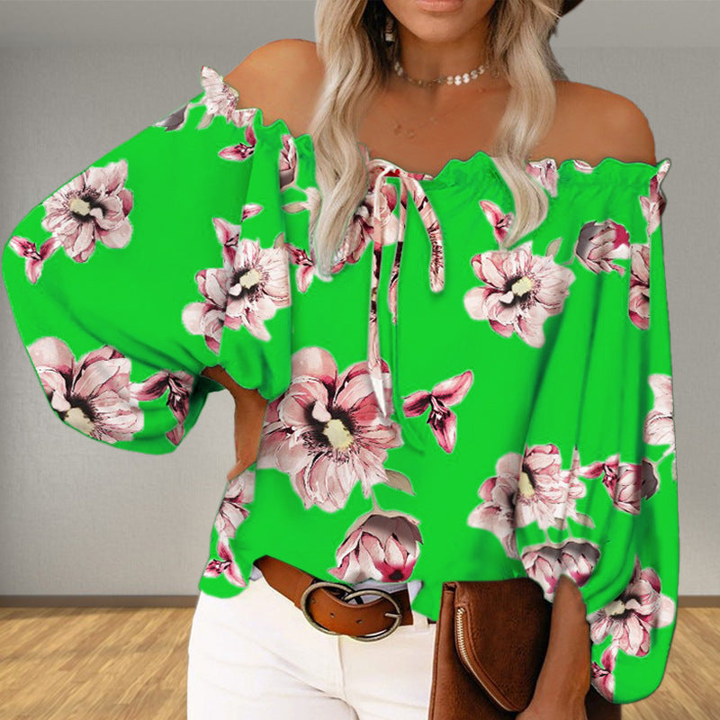 Damen Off-Shoulder-Bluse mit Blumenmuster GR