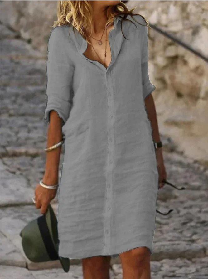 Women's casual shirt dress with chic details, size