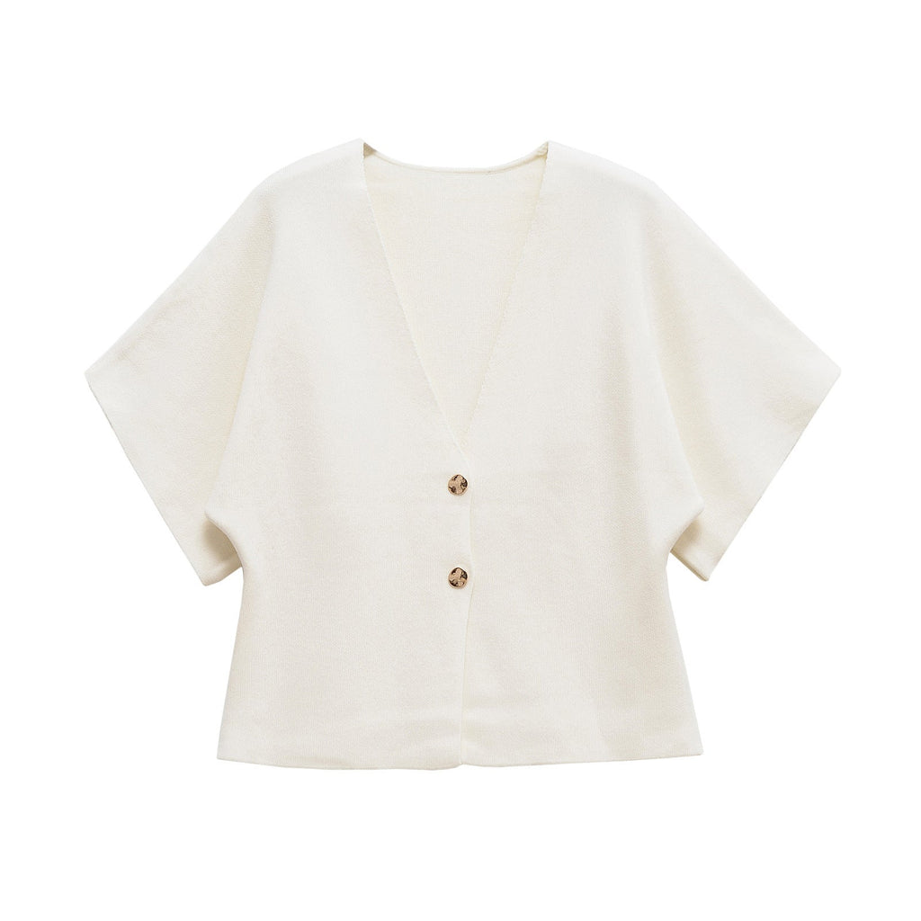 Damen leichte Strickjacke mit elegantem V-Ausschnitt und luxuriösen Knopfdetails GR