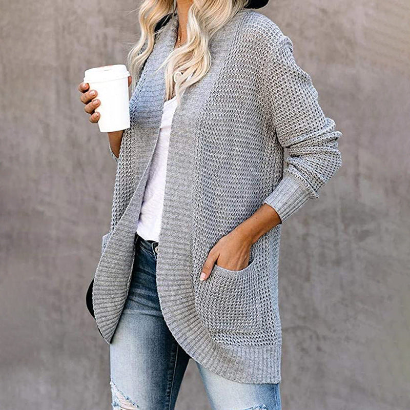 Women's open-cut cardigan with side pockets, size