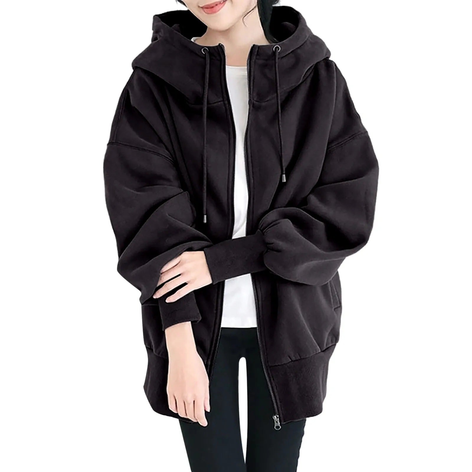 GR | Hooded Long Zip-Up Fleece Hoodies