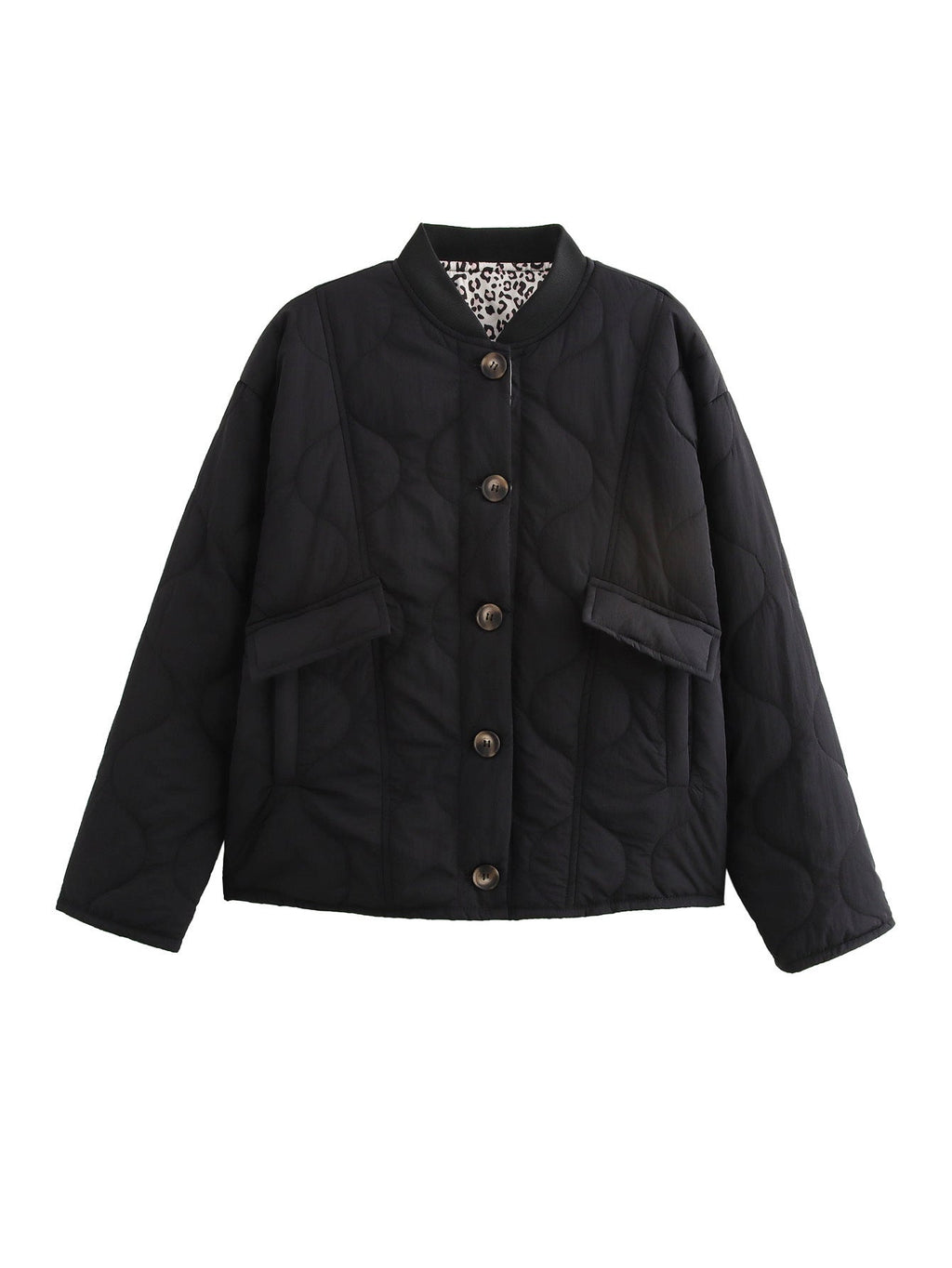 Women's quilted jacket in an elegant design with practical button closure and side pockets, size S