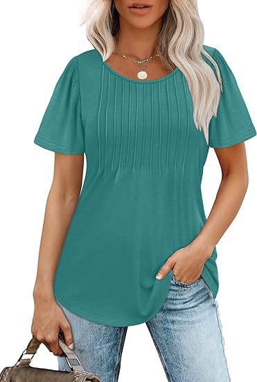 Damen Sommer T-Shirt mit Falten-Design GR