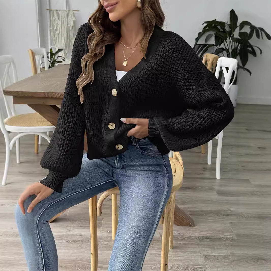 Damen lässige Strickjacke mit eleganter Knopfleiste und weitem Schnitt GR