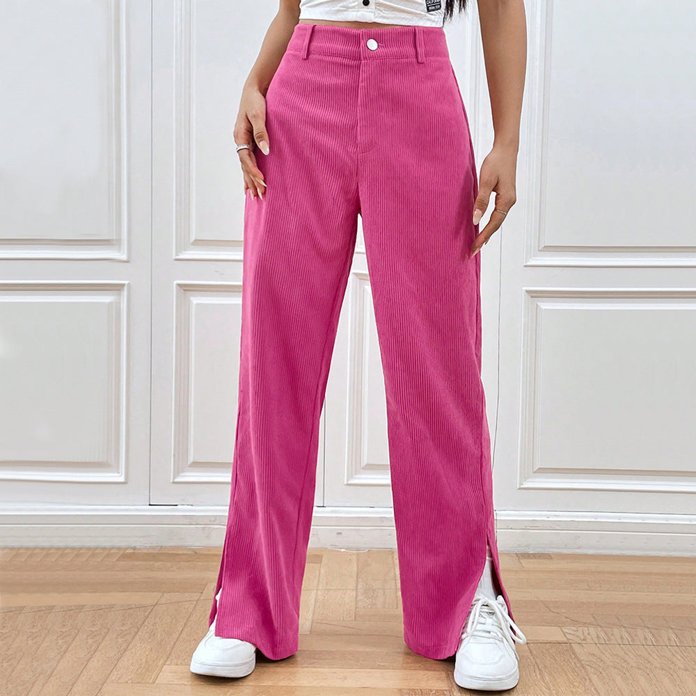 Damen Weit geschnittene Cordhose mit seitlichen Schlitzen GR