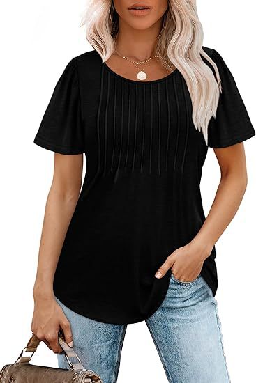 Damen Sommer T-Shirt mit Falten-Design GR
