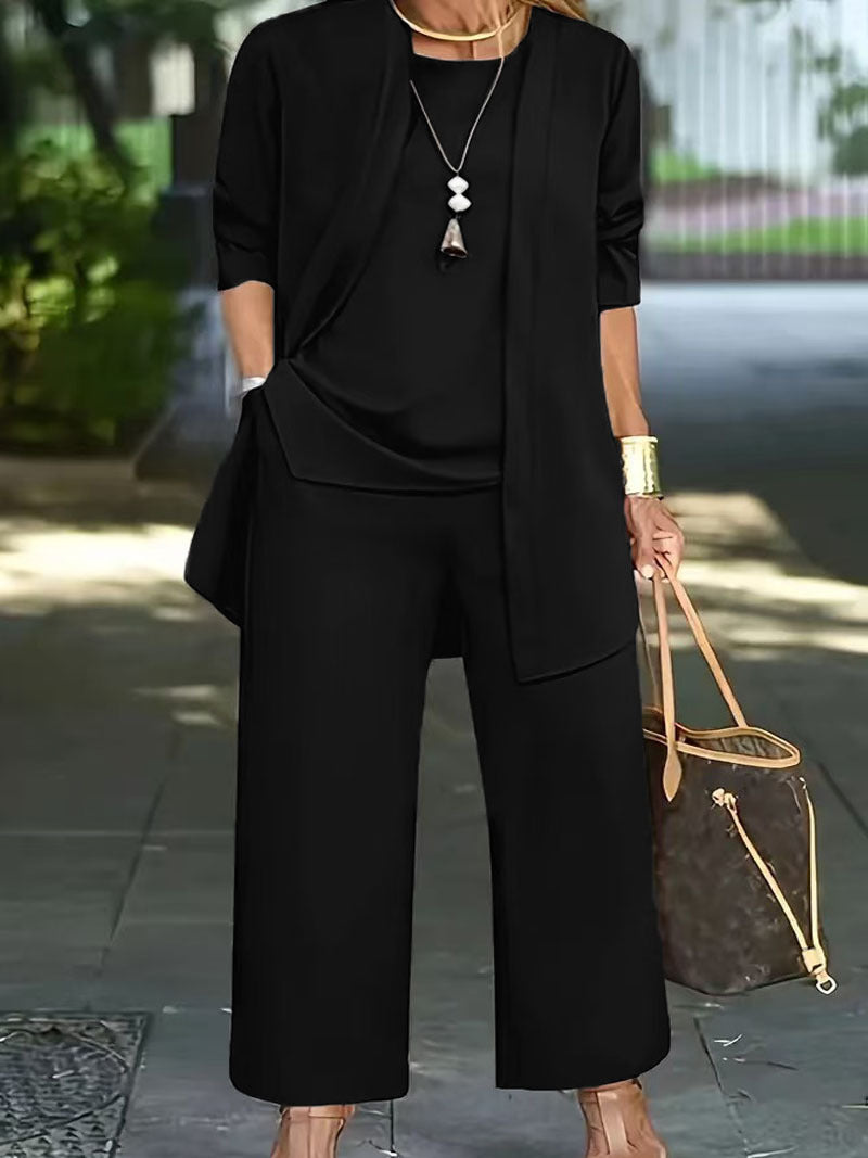 GR | Long-sleeved cardigan vest three-piece set 