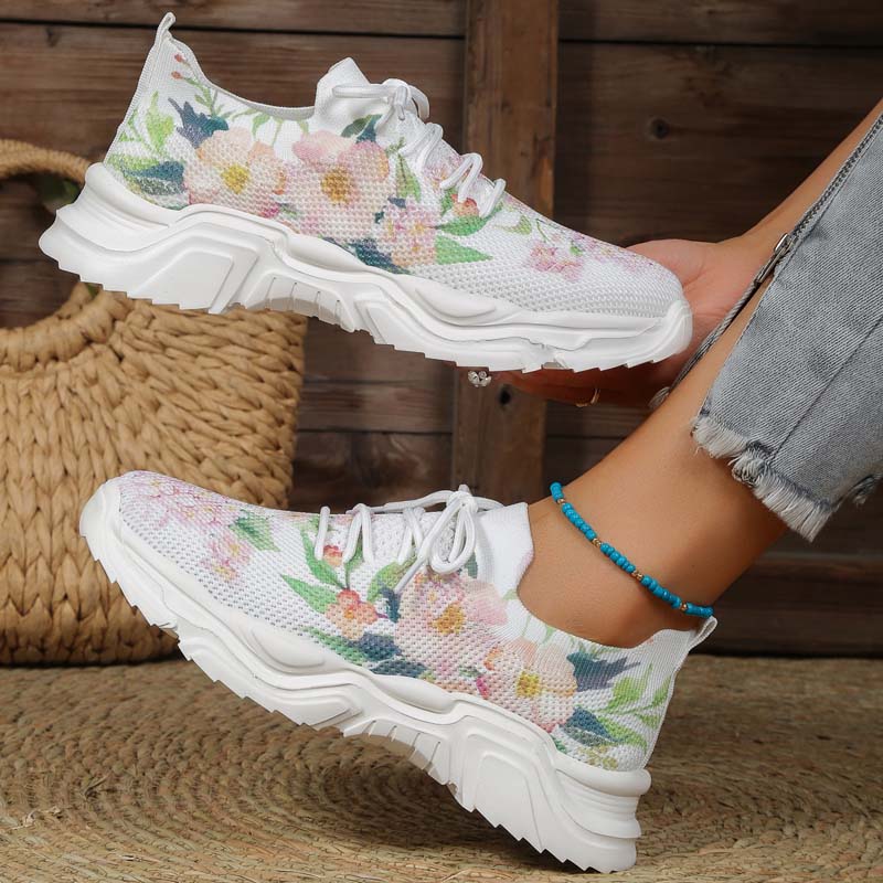 GR | Wide Floral Pattern Sneakers for Women