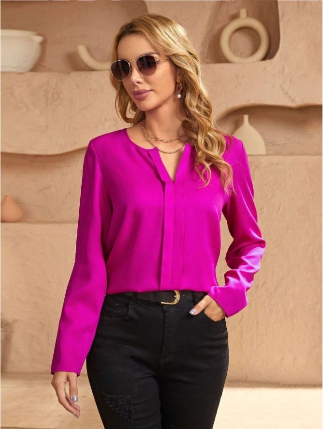 GR | Women's Satin Blouse Imitation Silk Shirt