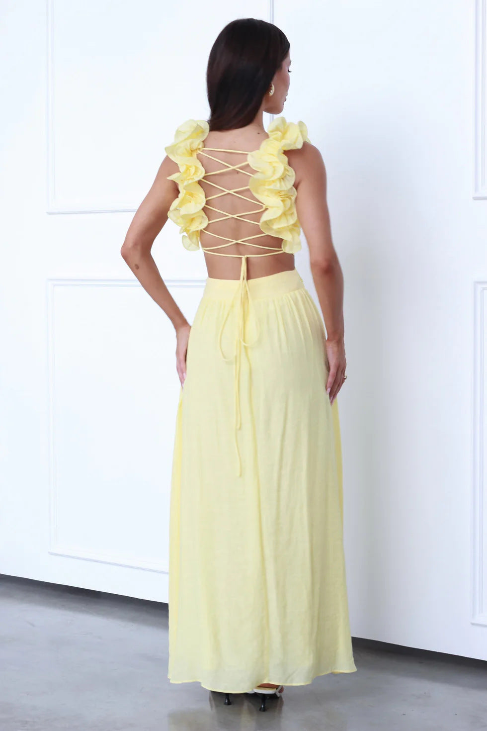 GR | Tied Pleated Solid Color Skirt Dress