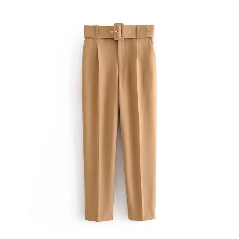 Damen weite Hochbundhose mit schickem Gürtel GR