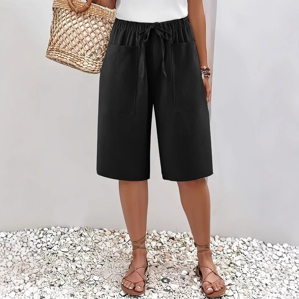 Damen lässige Culotte-Shorts mit elastischem Bund und praktischen Seitentaschen GR