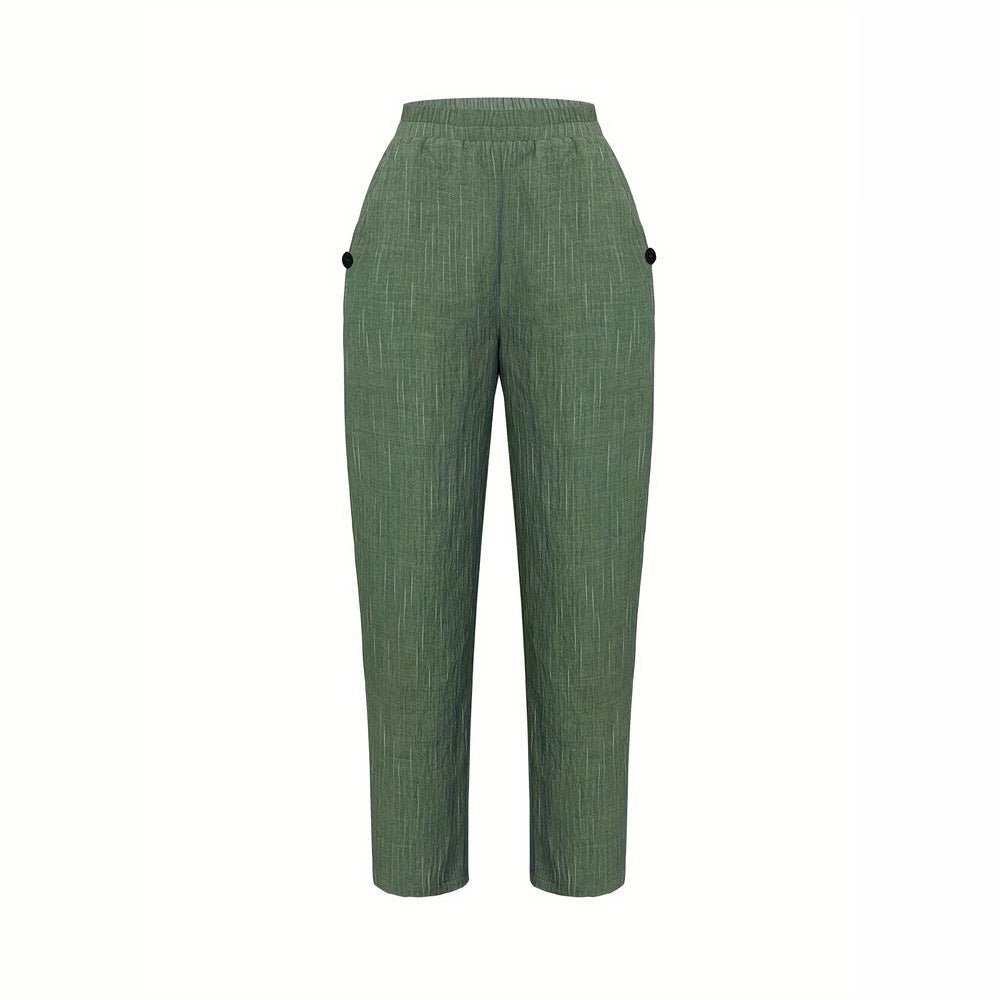 Damen Bequeme und luftige Leinenhose mit seitlichen Taschen GR