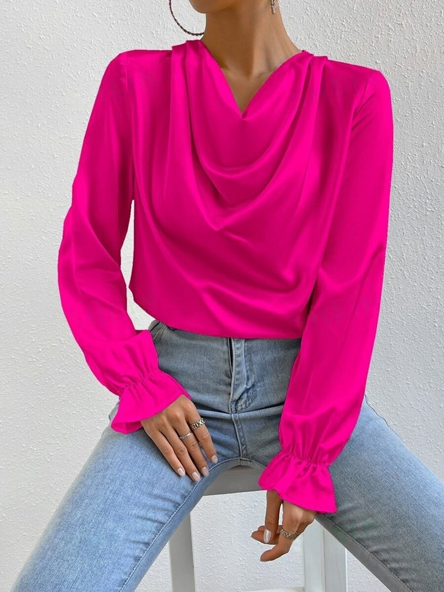 GR | Satin Langarmbluse Top
