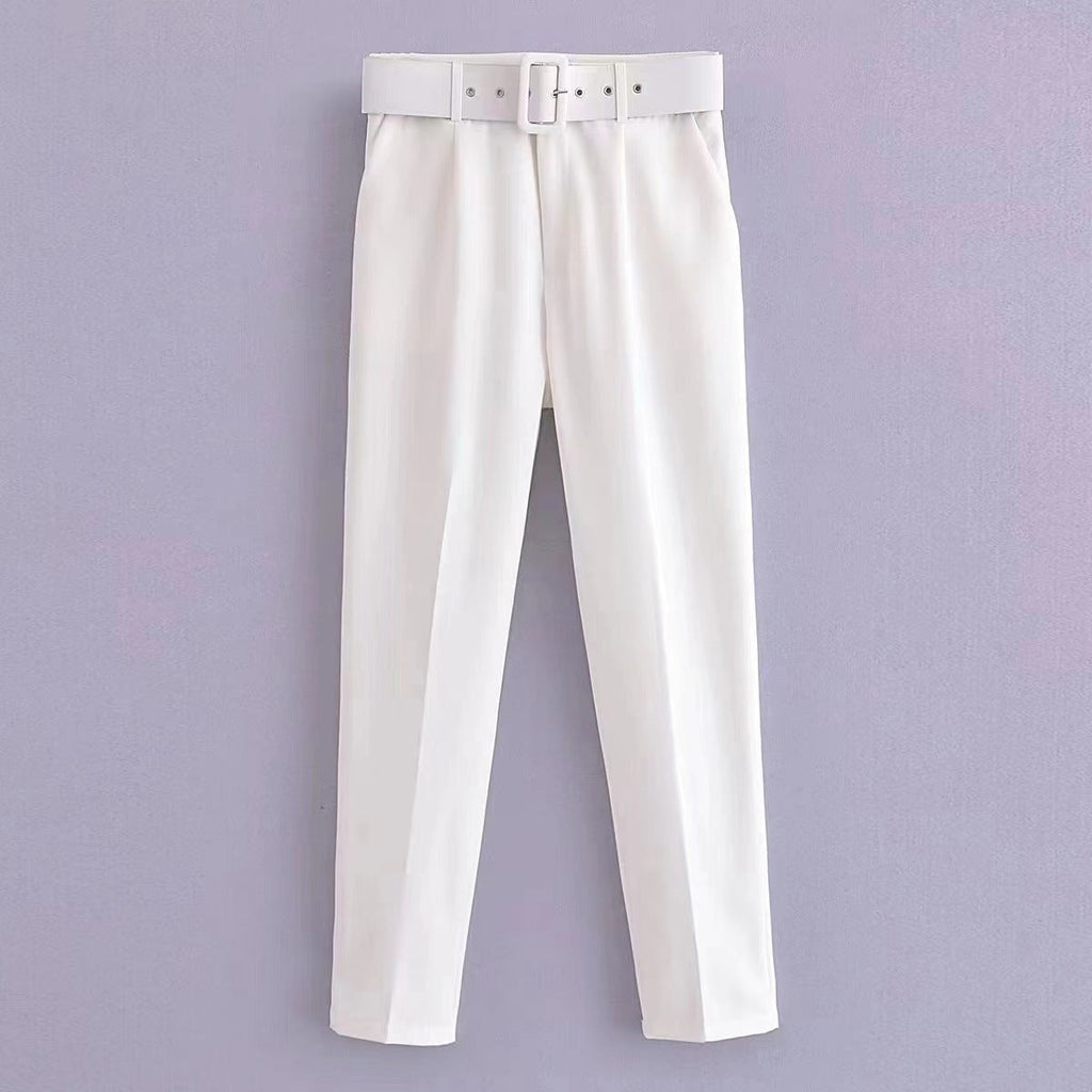 Damen weite Hochbundhose mit schickem Gürtel GR