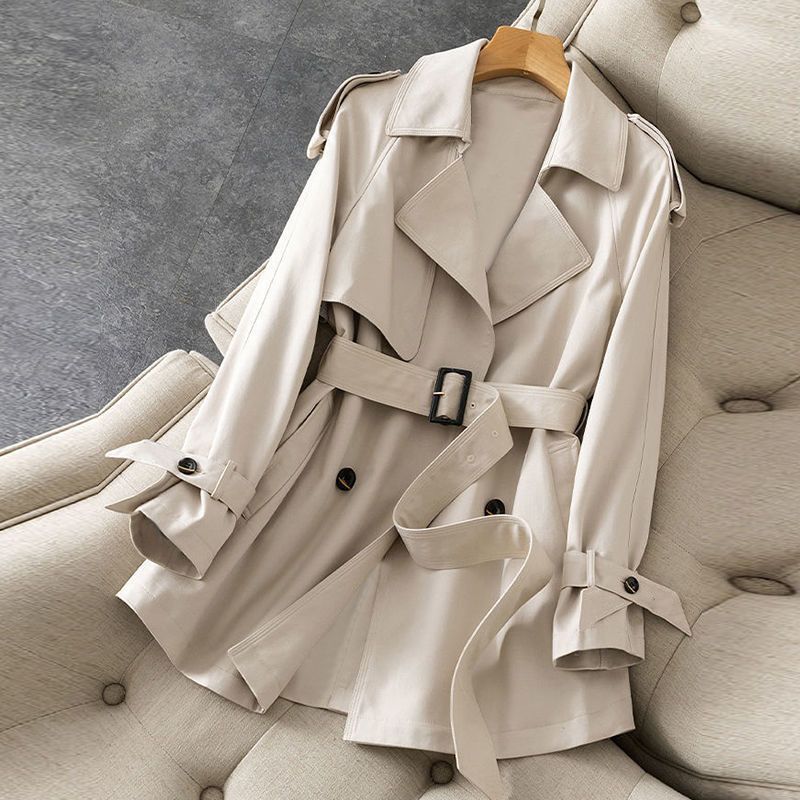 GR | Trench coat with lapel and belt for women