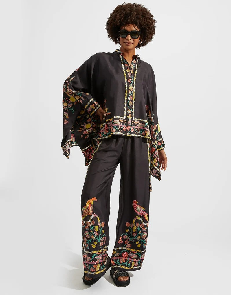 GR | Stand-up collar top and trouser set 