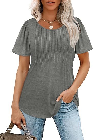 Damen Sommer T-Shirt mit Falten-Design GR