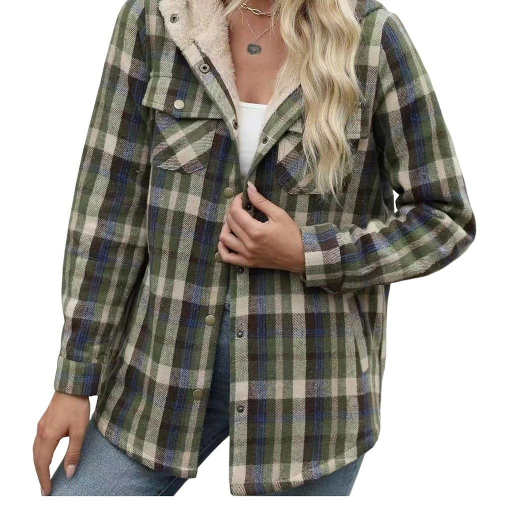 Women's flannel jacket with fleece lining, size