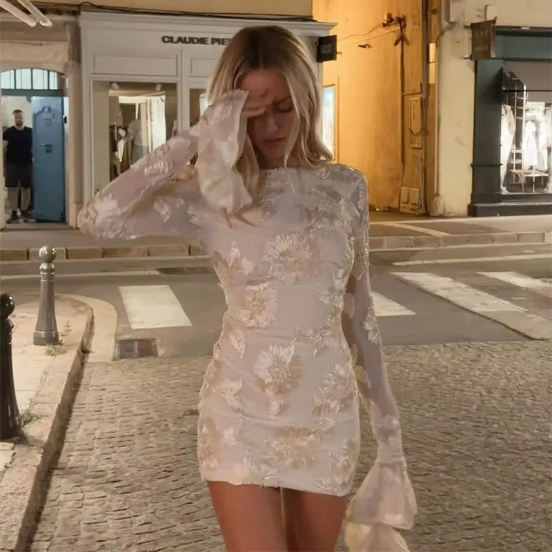 Damen Elegantes und florales Chiffonoberteil mit langen Ärmeln GR