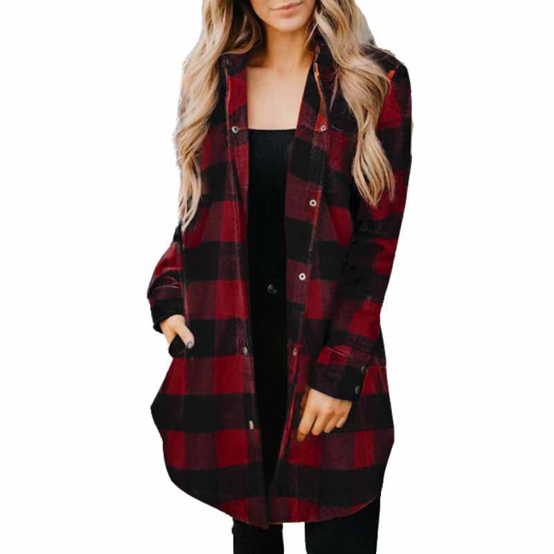 GR - Women's plaid flannel jacket for rustic charm